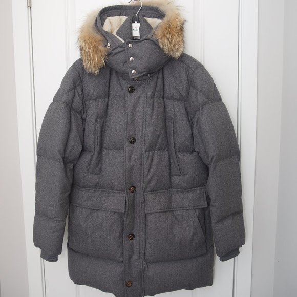MONCLER Men's Vilaine Longline Fur-Trim Parka Size 5 (XXL) - Picture 1 of 16